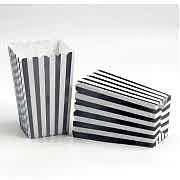 12 Adet Beyaz Üzeri Gümüş (Gri) Çizgili İkram Kutusu Parti Malzem