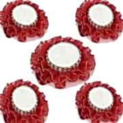 12 Adet Süslü Kına Gecesi El Mumu Kırmızı Fırfırlı 