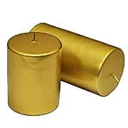 15x6cm Gold Altın Metalik Silindir Kütük Mum, Varaklı Mum 