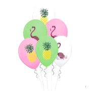 14 Adet Flamingo Baskılı Balon, Karışık Renkli Parti Süsü Balonu