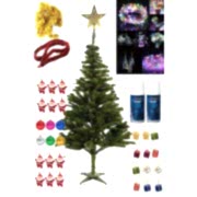 150 Cm Yılbaşı Çam Ağaç Seti 10 Metre Pilli Rgb Led Işıklı, Tepe Yıldızı 33 Parça Süs, 2 Kar Spreyi