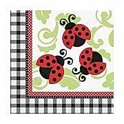 16 Ad Uğur Böceği Peçete, Kırmızı Siyah Uğur Böcekli 33x33 Peçete