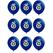 16 Adet Koyu Mavi Nazar Boncuklu Baskılı Balon, Helyumla Uçan