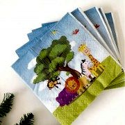 20 Adet Safari Hayvanları Temali Doğum Günü Parti Peçetesi