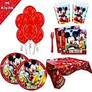 16 Kişi Mickey Mouse 8 Parça Doğum Günü Parti Seti Miki Süsleme