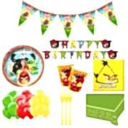 16 Kişilik Angry Birds Doğum Günü Konsepti Bardak Çatal Balon Seti