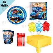 16 Kişilik Hot Wheels Doğum Günü Teması, Tabak Bardak Süslemeleri