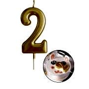 2 Yaş Gold Rakam Mum, Parlak Altın Rengi Doğum Günü Mumu Sarı Yaldızlı Pasta Mumu