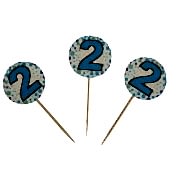 20 Adet 2 Yaş Sunum Kürdanı Erkek Doğum Günü Parti Malzemesi .