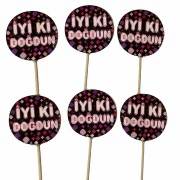 20 Adet Mor İyi Ki Doğdun Yazılı Sunum Kürdanı Parti Malzemesi