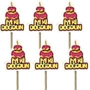 20 Adet Pastalı İyi ki Doğdun Yazılı Pembe Sunum Kürdanı