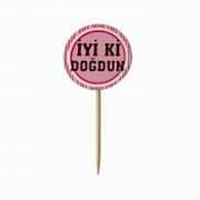 20 Adet Pembe iyiki doğdun yazılı sunum kürdanı parti malzemesi