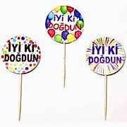 20 Ad Rengarenk İyi Ki Doğdun Yazılı Sunum Kürdan Parti Malzemesi