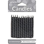 24 Adet Siyah Kısa İnce Pasta Mumu, Doğum Günü Partisi Pasta Süsü