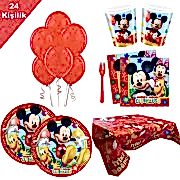 24 Kişi Mickey Mouse 12 Parça Doğum Günü Parti Seti malzemeleri Fare miki
