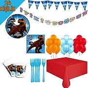 24 Kişilik Jurassic Park Temalı Doğum Günü Konsepti Süsü Dinazor 