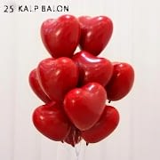 25 Adet Kırmızı Kalp Balonu Baskısız Ucuz 12 inc Helyumla Uçan Al