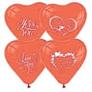 25 Adet Kırmızı Kalp Balonu I Love You Baskılı Helyumla Uçan