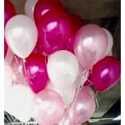 25 Adet Metalik Sedefli (Fuşya-Beyaz)  Karışık Balon Helyumla Uçan