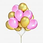 25 Adet Metalik Sedefli (Gold Altın Sarısı -Pembe) Karışık Balon Helyumla  Uçan