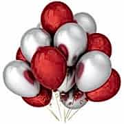 25 Adet Metalik Sedefli (Kırmızı-Gümüş Gri)Karışık Helyumlu Uçan