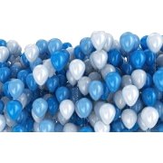 25 Adet Metalik Sedefli (Koyu Mavi-Beyaz) Karışık Balon Helyumla Uçan