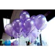 25 adet Metalik Sedefli Parlak Mor Balon (Helyumla Uçan)