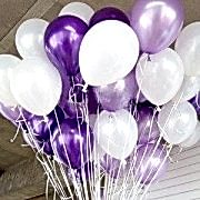 25 Adet Metalik Sedefli ( Mor-Beyaz) Karışık Balon Helyumla Uçan