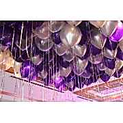 25 Adet Metalik Sedefli (Mor-Gri) Karışık Balon Helyumla Uçan
