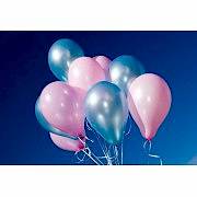 25 Adet Metalik Sedefli (Pembe-Mavi) Karışık Balon Helyumla Uçan