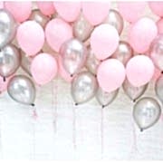 25 Ad Metalik Sedefli (Şeker Pembe-Gümüş Gri) Balon Helyumla Uçan