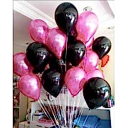 25 Adet Metalik Sedefli ( Siyah-Fuşya) Karışık Balon Helyumla Uçan