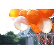 25 Adet Metalik Sedefli (Turuncu-Beyaz) Karışık Balon Helyumla Uçan