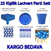 25 Kişi Koyu Mavi Lacivert Doğum Günü Parti Malzemeleri Konsepti