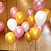 30 Adet Metalik Sedefli (Gold-Şeker Pembe-Beyaz) Karışık Balon Helyumla Uçan