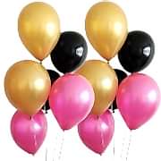 30 Adet Metalik Sedefli (Gold-Siyah-Fuşya) Karışık Balon