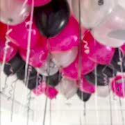 30 Adet Metalik Sedefli (Siyah-Fuşya-Gri) Karışık Balon Helyumla Uçan