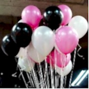 30 Adet Metalik Sedefli (Siyah-Beyaz-Şeker Pembe) Karışık Balon Helyumla Uçan