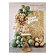 30 Küf Yeşili 15 Krom Gold 15 Deniz Kumu Pastel Ten Rengi Doğum Günü Ve Nişan Balon Zinciri Set