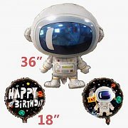 3lü Uzay Temalı Astronot Folyo Balon Seti 