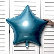 45 cm Açık Bebek Mavisi Yıldız Folyo Balon, Küçük Helyumla Uçan