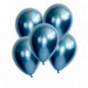 5 Ad 1.Kalite Mavi Renkli Parlak Krom Metalik Aynalı Balon
