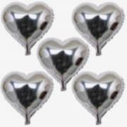 5 Ad Gümüş Gri Folyo Kalpli Balon 60cm Helyumla Uçan Sevgiliye 
