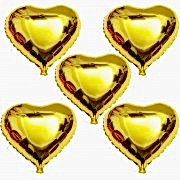 5 Adet Altın Sarısı Gold Folyo Kalp Balon 60cm Helyumla Uçan