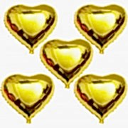 5 Adet Altın Sarısı Gold Kalp Folyo Balon 45cm Helyumla Uçan Sevgiliye Özel 