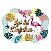 5 Adet Flamingo İyi Ki Doğdun Baskılı Konuşma Balonu Çubukları