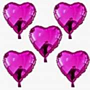 5 Adet Fuşya Koyu Pembe Kalp Folyo Balon 60 cm Helyumla Uçan Sevgiliye Özel