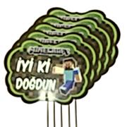 5 Adet Minecraft Doğum Günü Parti Çubukları Konuşma Balonu Çubuğu