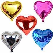 5 Adet Renkli Folyo Kalp Balon 60 cm Helyumla Uçan Sevgiliye Özel