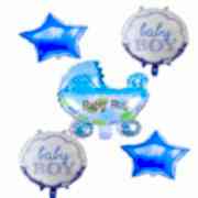 5'li Mavi Bebek Baby Shower Temalı Folyo Balon Helyumla Uçan